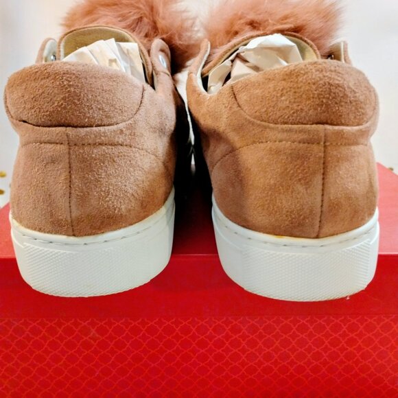 HERE/NOW FOX POM POM SUEDE SNEAKERS TAUPE BLUSH - Women's Size 10 - Picture 7 of 8
